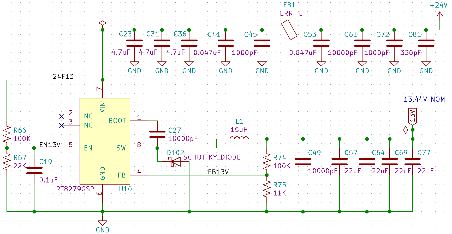 The switching regulator to drop the 24V down to 13V.
