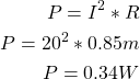 Updated power dissipation equation for our selected MOSFET. The power dissipated is 0.34W. This is lower than the prior MOSFET