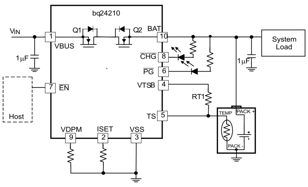 The datasheet for the bq24210 show's the IC charging the battery in parallel with the system load