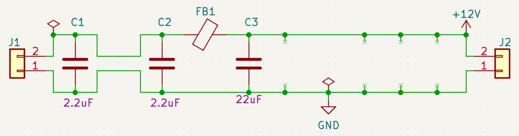 This schematic shows only one of the ferrites populated. Everything else is the same as the prior test.