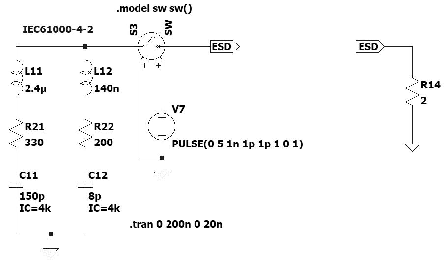 Using LTSpice and a ESD generator circuit you can test various ESD protection circuits