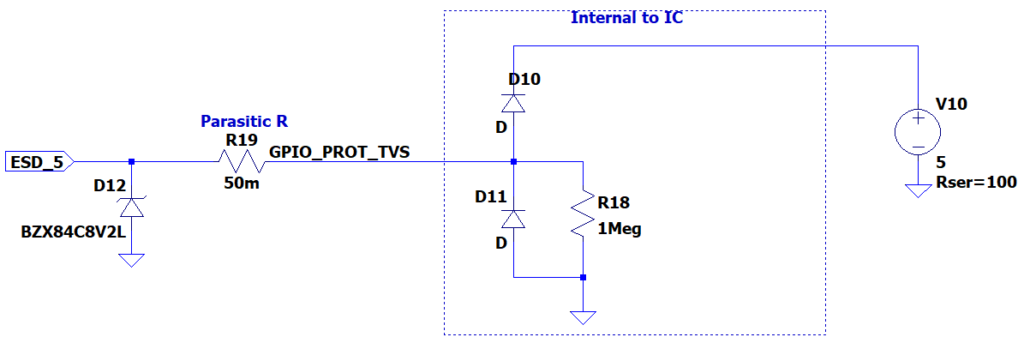 Using a tvs diode reverse biased to ground 