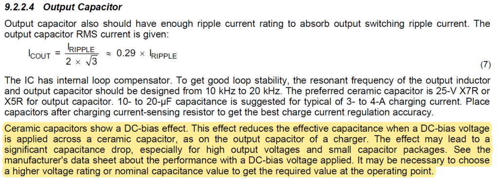 The datasheet for a TI BQ24707x battery charger IC is one of the few datasheets actually acknowledging the DC bias 