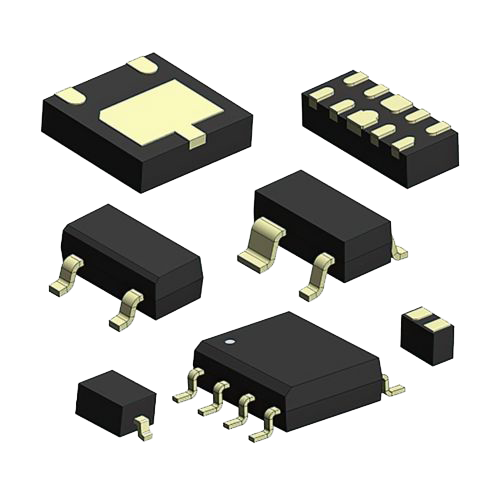 A variety of TVS diodes in different package types
